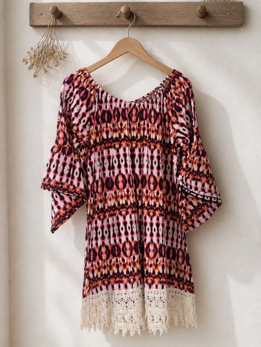 Plus Size - Adara Beautiful Aztec Print Lace Tunic Size 2X